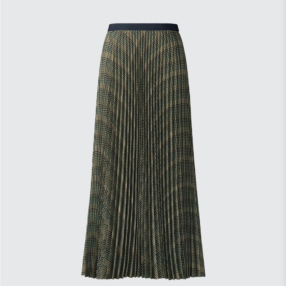 UNIQLO :C Knife Pleated Midi Skirt Houndstooth Plaid Pattern
Size L